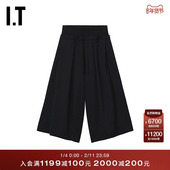 新潮日系叠层裤 s女装 宽松阔腿裤 新款 腰休闲裤 P03BLAXQ