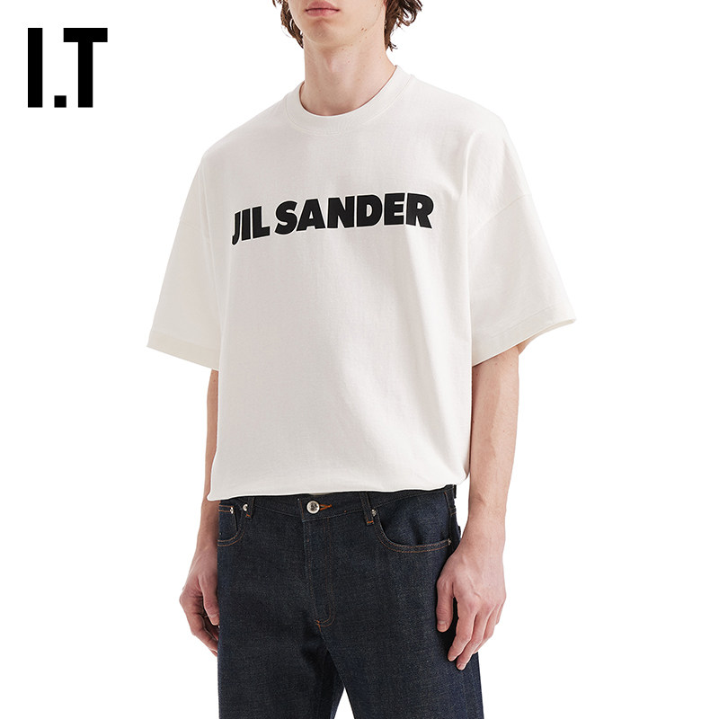 IT JIL SANDER男装落肩短袖T恤新款休闲时尚logo装饰半袖01J451MQ