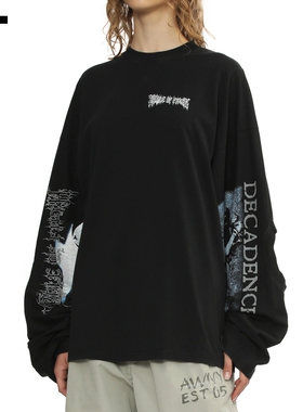 IT VETEMENTS女装廓形长袖T恤新款酷感暗黑宽松圆领上衣LS980BXP