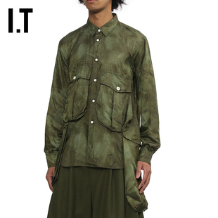 IT CDG COMME des GARCONS HOMME PLUS男装扎染晕色宽松长袖衬衫