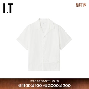 新款 s女装 衬衫 青春文艺风拼接扣饰翻领上衣B1704WXQ 纯色短袖