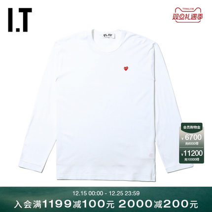 IT CDG PLAY COMME des GARÇONS川久保玲男装长袖T恤潮流圆领内
