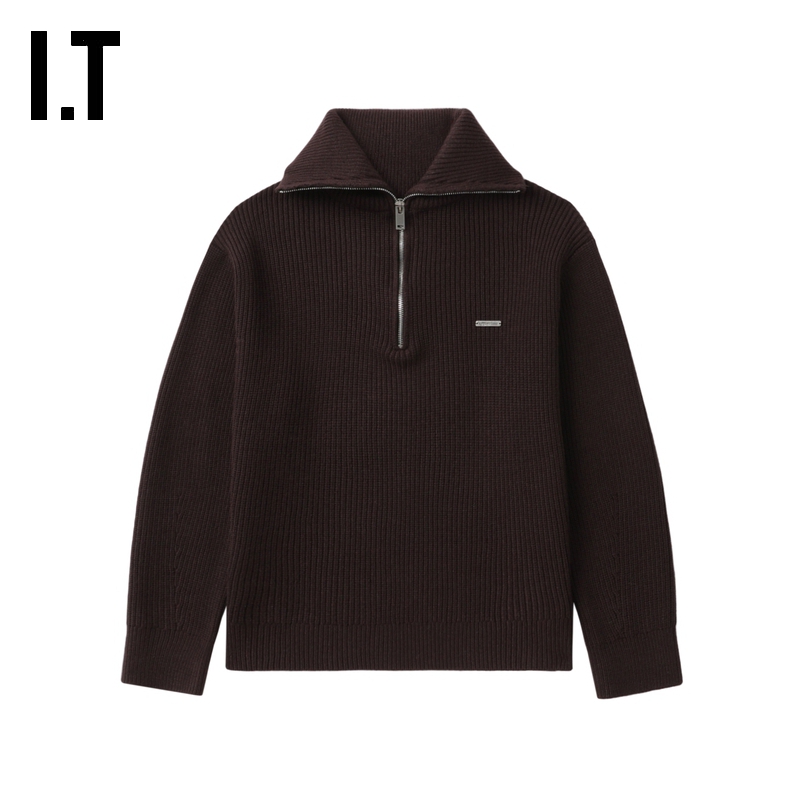 ITGROUNDZERO半拉链翻领针织衫