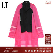 CDG HOMME COMME des GARCONS PLUS男薄纱拼接西装 夹克长外套