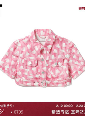 IT ALESSANDRA RICH女装短款牛仔夹克新品辣妹爱心满印B3153XK