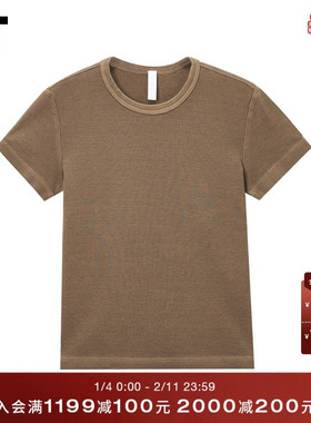 IT WITTH LOVE女装圆领短袖T恤新款随性质感合身做旧内搭1021AUO