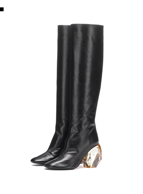 IT JIL SANDER女款长筒靴个性时髦异形跟中筒靴高跟皮靴124A150I