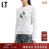 VETEMENTS女装 合身长袖 T恤新款 光盘图案装 饰圆领上衣LS770WXP