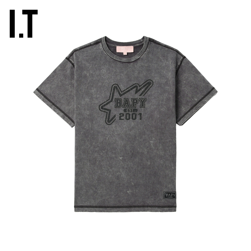 ITBAPY磨白做旧短袖T恤