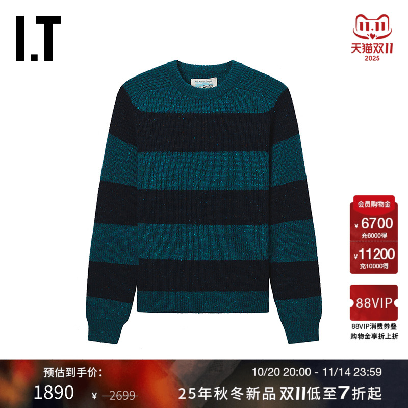 ITNOAH圆领条纹针织衫