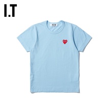 IT CDG PLAY COMME des GARCONS女装圆领短袖T恤潮牌爱心缝饰71XE