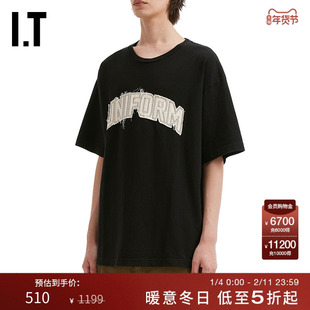 IT uniform experiment男装短袖T恤新款简约时尚字母布贴装饰半袖