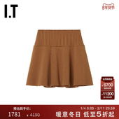 针织半身裙新款 JUUN.J女装 优雅大方褶饰A字裙针织短裙Z5UW02XP