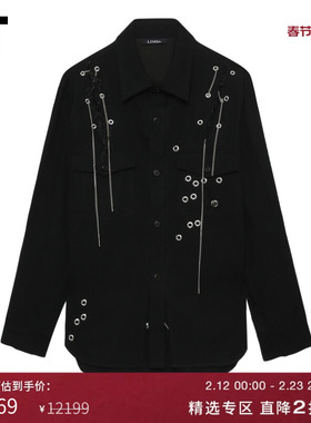 IT LIMI feu 女装长袖衬衫新款酷感帅气镂空圆环链条坠饰B15005XM