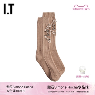 Rocha女款 中筒袜新品 Simone 复古摩登水钻珠饰缀饰SOCK43XL