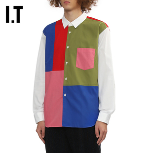 IT CDG COMME des GARCONS HOMME DEUX男装彩色裁布色块拼接衬衫