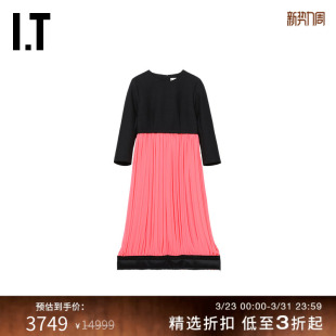 CDG 连衣裙时尚 COMME GARCONS女七分袖 日系廓形拼色中长裙 des