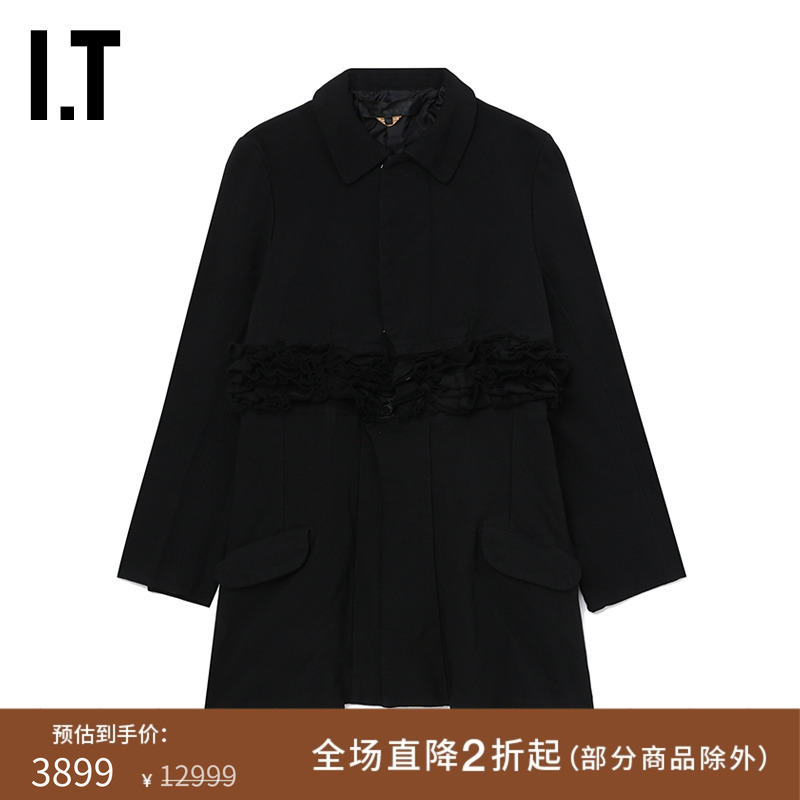 IT立体褶饰大衣外套简约时尚