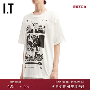 IT C.E男装宽松短袖T恤新款潮酷有型漫画插画印花半袖S28T16MP