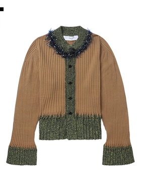 IT TOGA ARCHIVES女装拼接针织开衫新款时尚质感竖纹坑外套O202XM