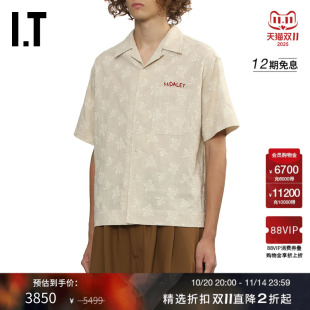 S.S 新款 DALEY男装 衬衫 复古文艺满幅图案刺绣上衣 翻领排扣短袖