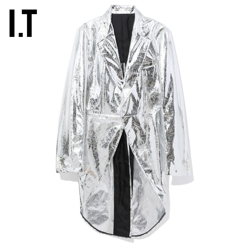 IT CDG COMME des GARCONS HOMME PLUS男装亮面材质长大衣外套