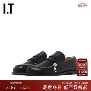 IT JW Anderson男款乐福鞋皮鞋新款时尚通勤拉链装饰一脚蹬休闲鞋