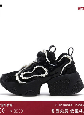 IT noir kei ninomiya情侣款厚底休闲鞋新款珠饰松糕鞋拼接运动鞋