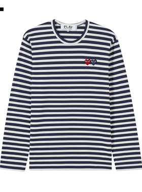 IT CDG PLAY COMME des GARCONS川久保玲情侣条纹长袖T恤清爽时尚