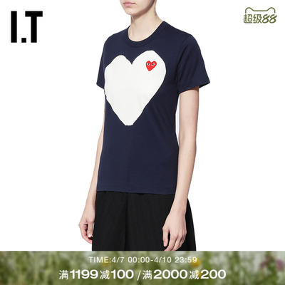 IT CDG PLAY COMME des GARÇONS川久保玲女装短袖T恤爱心印花刺绣