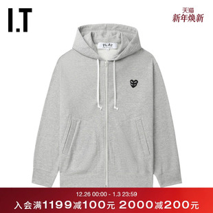 CDG GARCONS川久保玲情侣款 PLAY des 连帽拉链卫衣外搭 COMME