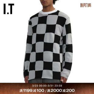 des COMME GARCONS HOMME BLACK情侣棋盘格拼接宽松针织衫 CDG