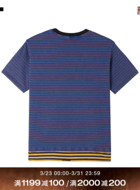 IT We11Done女装条纹短袖T恤新款活力街头风拼接拼色半袖743UBLXQ