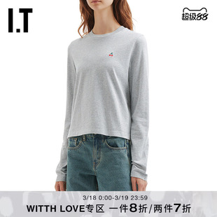 IT WITTH LOVE女装圆领长袖T恤新款休闲基础款合身内搭上衣1025XW
