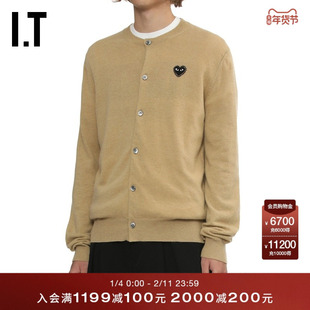 IT CDG PLAY COMME des GARCONS川久保玲情侣款圆领羊毛针织开衫