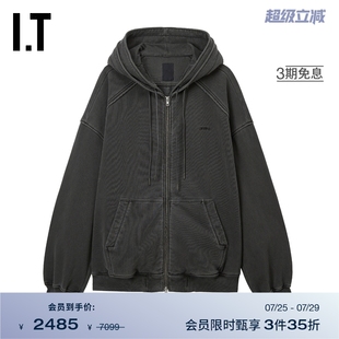 酷感潮男寬松磨白外搭41P08MO 疊層連帽拉鏈衛(wèi)衣新款 JUUN.J男裝