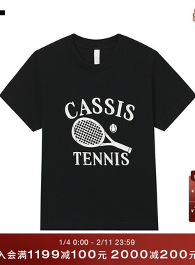 IT WITTH LOVE女装圆领短袖T恤新款青春活力网球拍图案装饰1023A