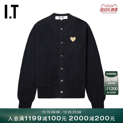 IT CDG PLAY COMME des GARCONS川久保玲情侣款圆领羊毛针织开衫