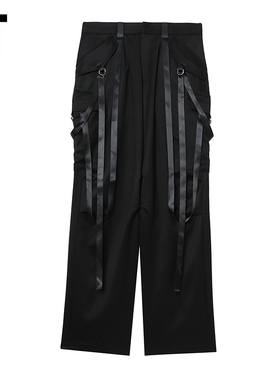 IT R13女装宽松直筒长裤新款甜酷时髦多绊带装饰休闲裤WR2202XL