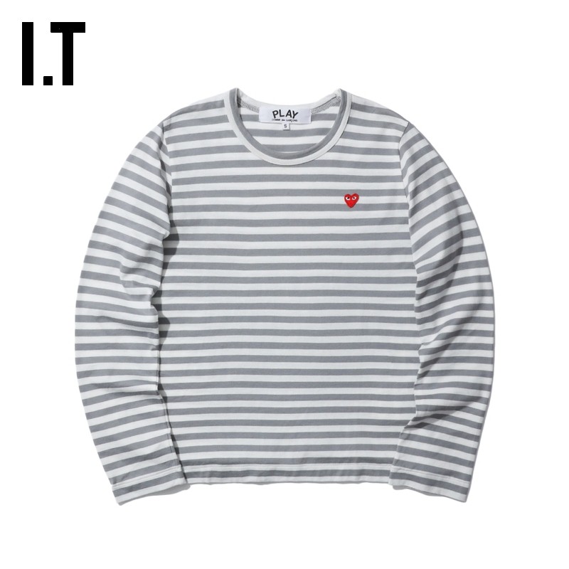 IT CDG PLAY COMME des GARCONS川久保玲女装条纹长袖T恤简约休闲