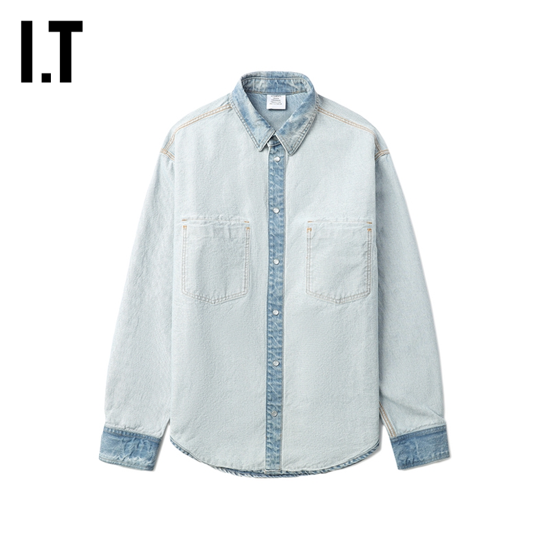 ITVETEMENTS反穿效果牛仔衬衫
