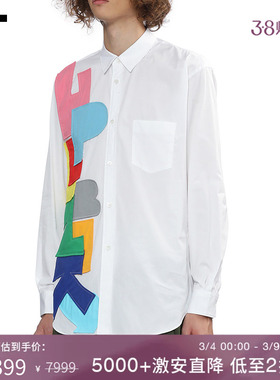 IT CDG COMME des GARCONS SHIRT男装彩色字母布贴缝饰长袖衬衫