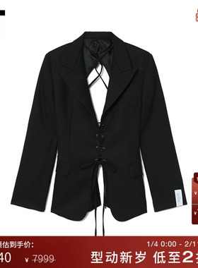 IT ROKH女装绑带西装夹克新品性感甜酷露背系带西服外套5CA137XK