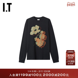IT DRIES VAN NOTEN男装长袖T恤新款时尚艺术感花卉图案装饰上衣