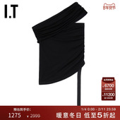 时髦解构感修身 露肩背心 不对称无袖 上衣新款 HELMUT LANG女装