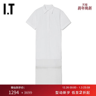 短袖 LANG女装 连衣裙新品 时尚 裙0602 设计感叠层拼接衬衫 HELMUT