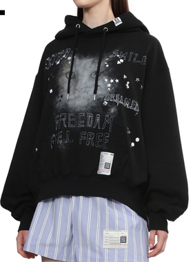 IT Mihara Yasuhiro女装连帽卫衣新款复古潮流宽松连帽衫5HD731XP