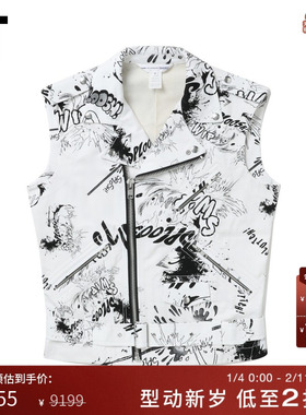 IT CDG COMME des GARCONS SHIRT男装满幅图案装饰机车马甲J107MI