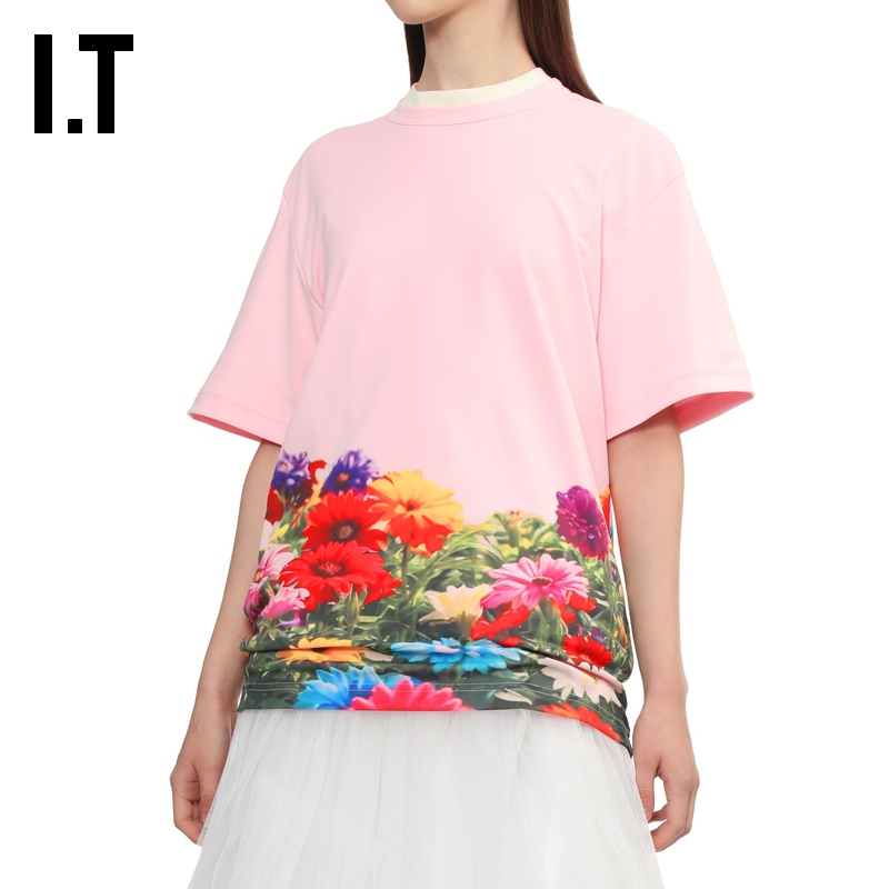 IT花卉图案短袖T恤浪漫文艺