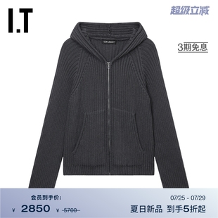 新款 连帽拉链针织开衫 OUR 竖纹坑针织外套M223LDMO LEGACY男装